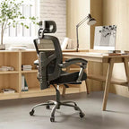 Okak Modern High-Back Mesh Home Office Chair with Retractable Footrest,Adjustable Swivel Task Chair for Office,Study