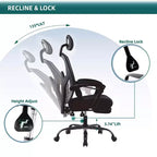 Okak Modern High-Back Mesh Home Office Chair with Retractable Footrest,Adjustable Swivel Task Chair for Office,Study
