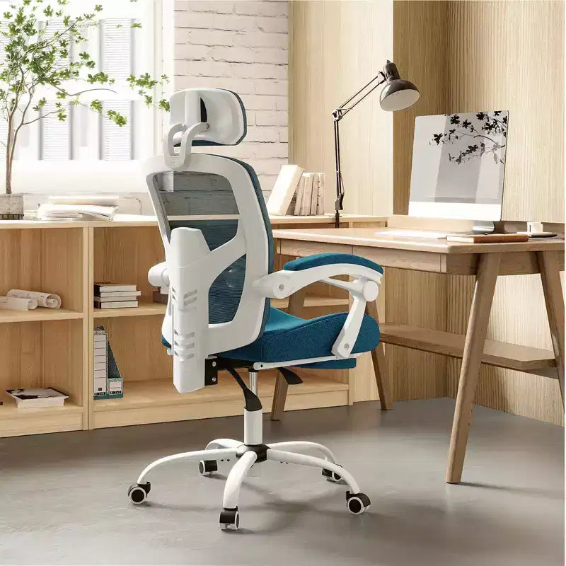 Okak Modern High-Back Mesh Home Office Chair with Retractable Footrest,Adjustable Swivel Task Chair for Office,Study
