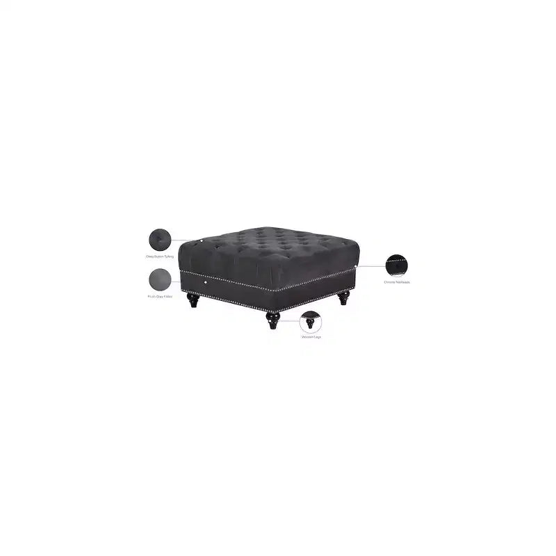 Meridian Furniture,Sabrina Grey Velvet Ottoman