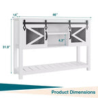 GustoWave Entryway Table w/Sliding Barn Doors, 46'' Farmhouse & Industrial Console Table with Storage, Sofa Table w/Open Shelf , White
