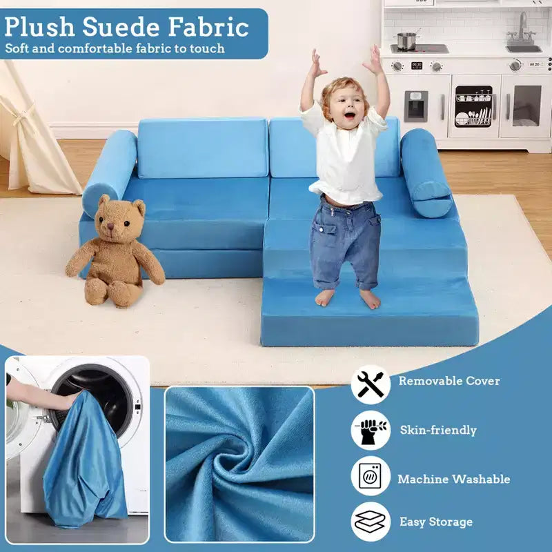 13PCS Modular Kids Couch, Convertible Kids Modular Play Couch,Foam Modular Sectional Sofa
