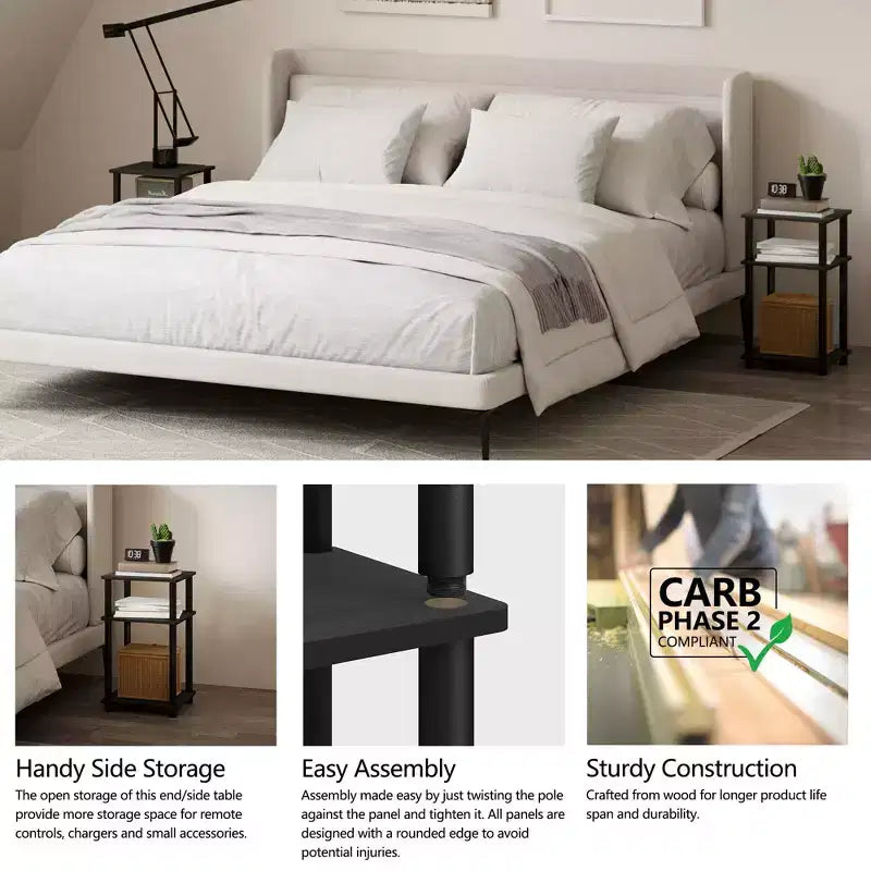 HOMLUX 3-Tier Colors Reversible End Table Sofa Bed Side Table with Storage Shelf