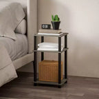 HOMLUX 3-Tier Colors Reversible End Table Sofa Bed Side Table with Storage Shelf