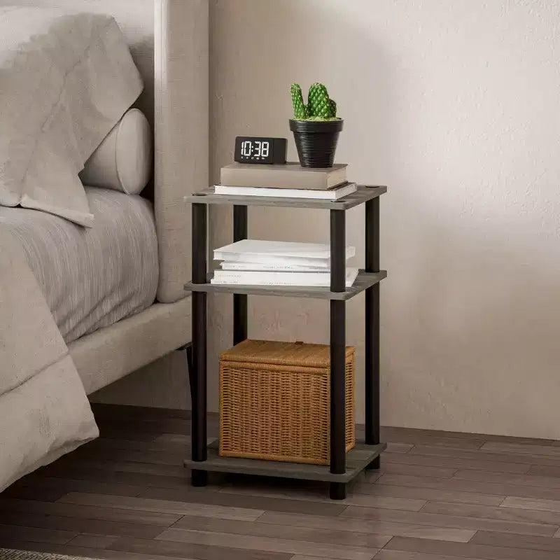 HOMLUX 3-Tier Colors Reversible End Table Sofa Bed Side Table with Storage Shelf