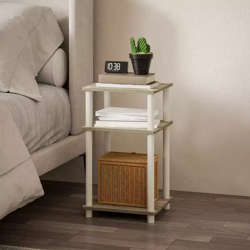 HOMLUX 3-Tier Colors Reversible End Table Sofa Bed Side Table with Storage Shelf