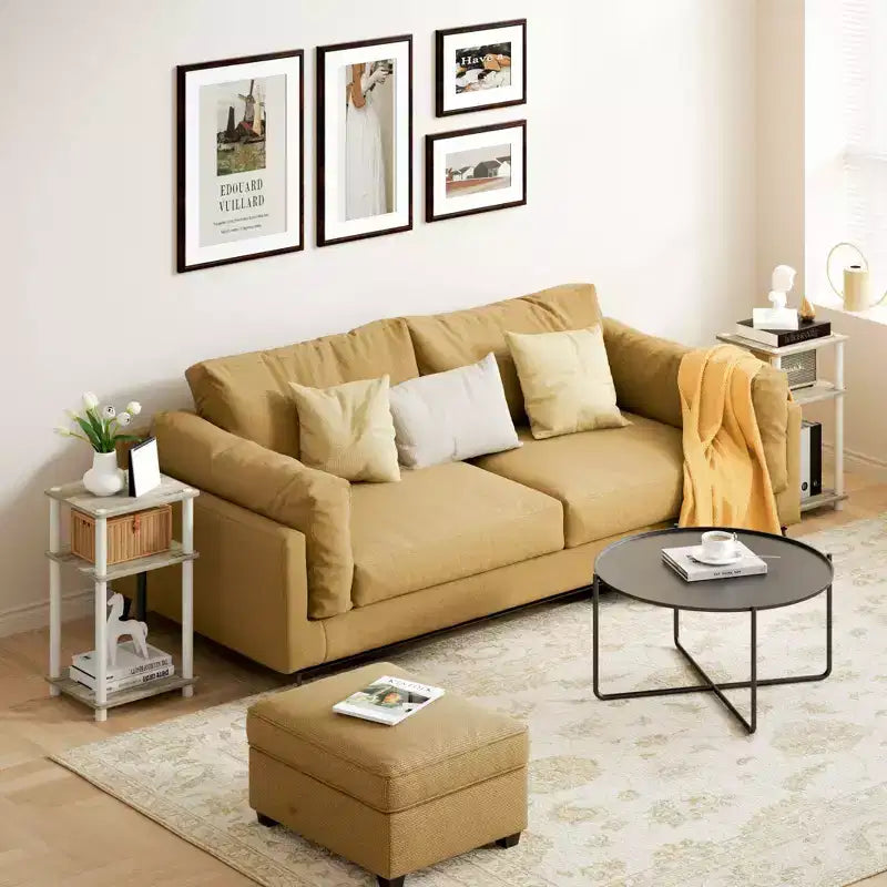 HOMLUX 3-Tier Colors Reversible End Table Sofa Bed Side Table with Storage Shelf