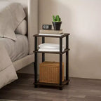 HOMLUX 3-Tier Colors Reversible End Table Sofa Bed Side Table with Storage Shelf