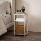 HOMLUX 3-Tier Colors Reversible End Table Sofa Bed Side Table with Storage Shelf