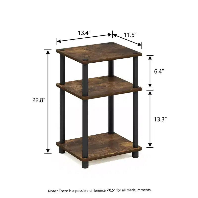 HOMLUX 3-Tier Colors Reversible End Table Sofa Bed Side Table with Storage Shelf