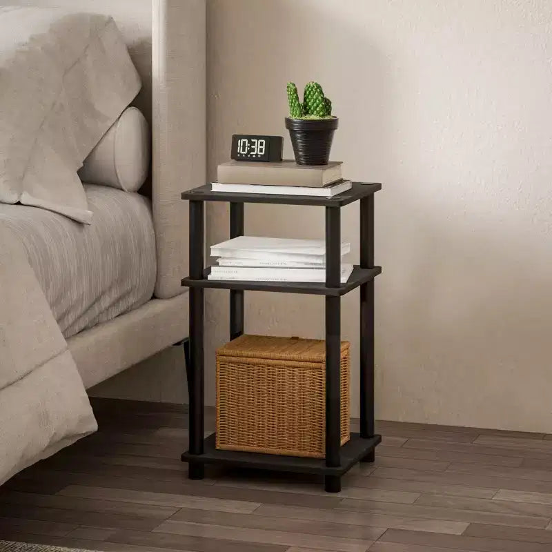 HOMLUX 3-Tier Colors Reversible End Table Sofa Bed Side Table with Storage Shelf