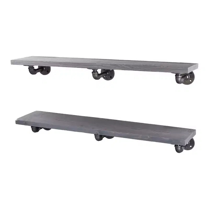 RESTORE Riverstone Grey 36 in. Shelves with L-Shaped Brackets by Pipe Decor