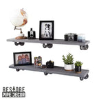 RESTORE Riverstone Grey 36 in. Shelves with L-Shaped Brackets by Pipe Decor