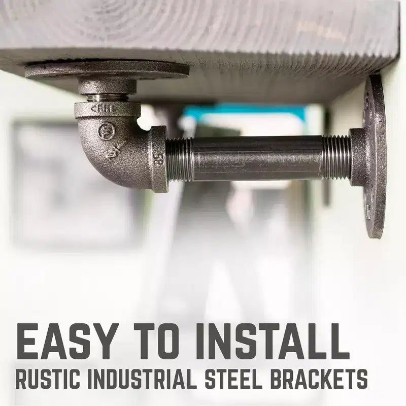 RESTORE Riverstone Grey 36 in. Shelves with L-Shaped Brackets by Pipe Decor