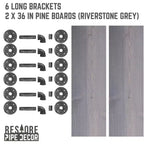 RESTORE Riverstone Grey 36 in. Shelves with L-Shaped Brackets by Pipe Decor