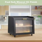 Bread Box for Kitchen Counter, Double Layer Bamboo Bread Storage with Window