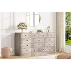 COZONY Commode 12 Tiroirs pour Chambre, Commode Haute 61 Tiroirs en Bois, Commode Moderne avec Glissières Métalliques, Grand Rangement pour Salon, Couloir