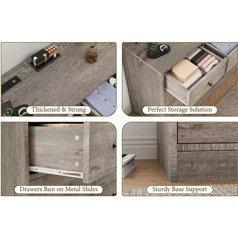 COZONY Commode 12 Tiroirs pour Chambre, Commode Haute 61 Tiroirs en Bois, Commode Moderne avec Glissières Métalliques, Grand Rangement pour Salon, Couloir