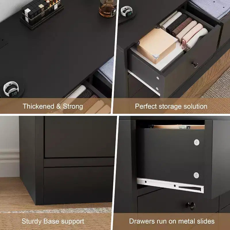 COZONY Commode 12 Tiroirs pour Chambre, Commode Haute 61 Tiroirs en Bois, Commode Moderne avec Glissières Métalliques, Grand Rangement pour Salon, Couloir