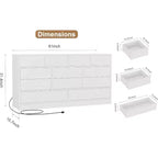 COZONY Commode 12 Tiroirs pour Chambre, Commode Haute 61 Tiroirs en Bois, Commode Moderne avec Glissières Métalliques, Grand Rangement pour Salon, Couloir
