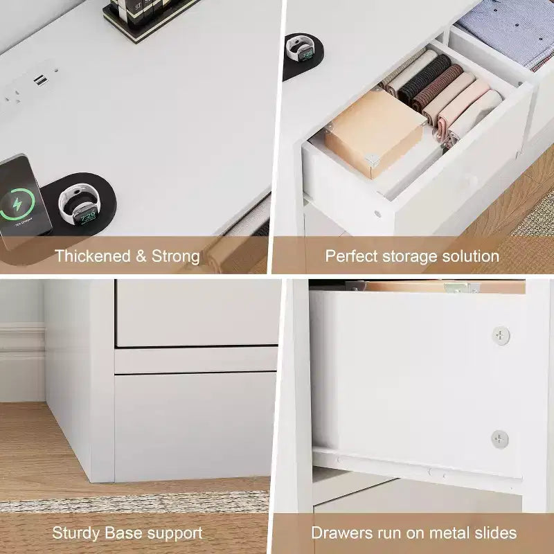COZONY Commode 12 Tiroirs pour Chambre, Commode Haute 61 Tiroirs en Bois, Commode Moderne avec Glissières Métalliques, Grand Rangement pour Salon, Couloir
