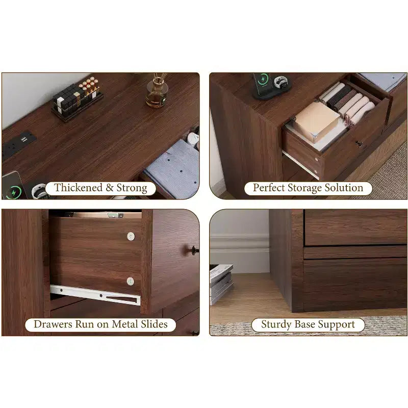 COZONY Commode 12 Tiroirs pour Chambre, Commode Haute 61 Tiroirs en Bois, Commode Moderne avec Glissières Métalliques, Grand Rangement pour Salon, Couloir
