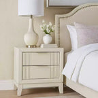 Royal Hampton Nightstand, 2 Drawers, Antique White Finished Solid Wood, 27 Inch
