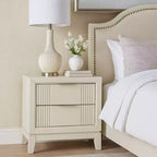 Royal Hampton Nightstand, 2 Drawers, Antique White Finished Solid Wood, 27 Inch