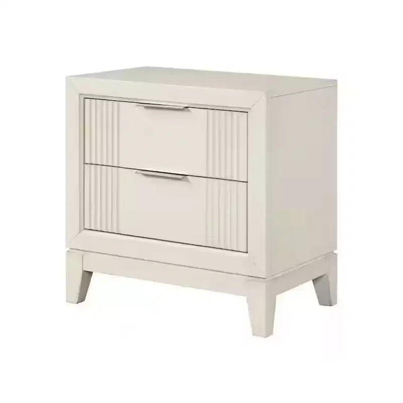 Royal Hampton Nightstand, 2 Drawers, Antique White Finished Solid Wood, 27 Inch