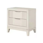 Royal Hampton Nightstand, 2 Drawers, Antique White Finished Solid Wood, 27 Inch