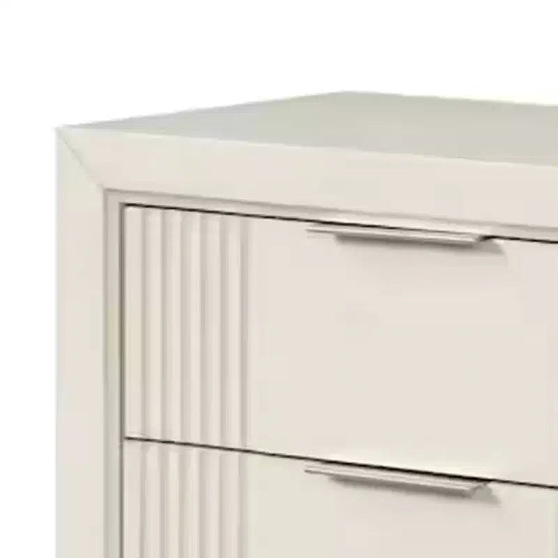 Royal Hampton Nightstand, 2 Drawers, Antique White Finished Solid Wood, 27 Inch