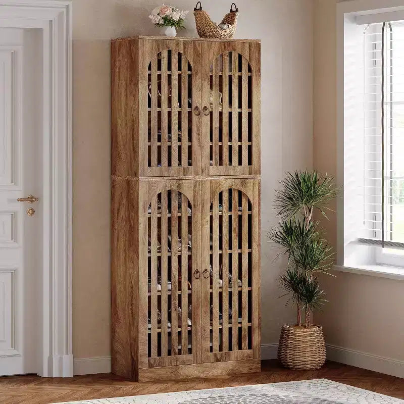 Meuble de rangement à chaussures haut Lantine 70.86 avec étagères amovibles, étagère à chaussures à 9 niveaux pour 27 à 36 paires pour entrée, couloir, placard