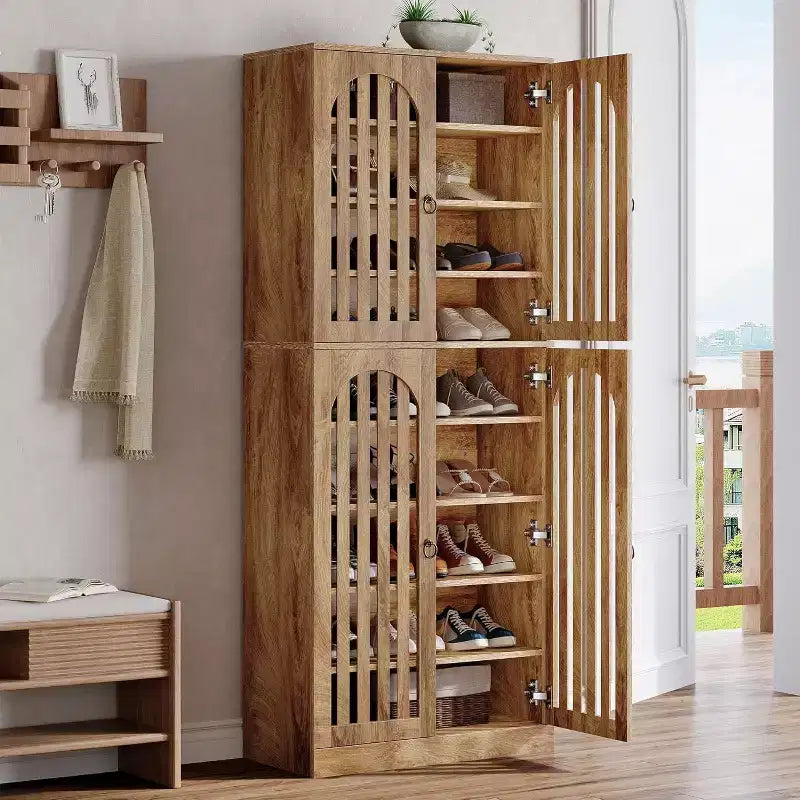 Meuble de rangement à chaussures haut Lantine 70.86 avec étagères amovibles, étagère à chaussures à 9 niveaux pour 27 à 36 paires pour entrée, couloir, placard