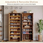 Meuble de rangement à chaussures haut Lantine 70.86 avec étagères amovibles, étagère à chaussures à 9 niveaux pour 27 à 36 paires pour entrée, couloir, placard