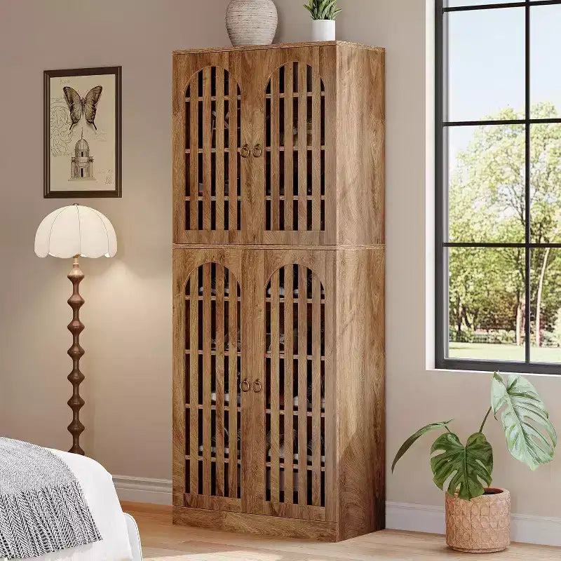 Meuble de rangement à chaussures haut Lantine 70.86 avec étagères amovibles, étagère à chaussures à 9 niveaux pour 27 à 36 paires pour entrée, couloir, placard