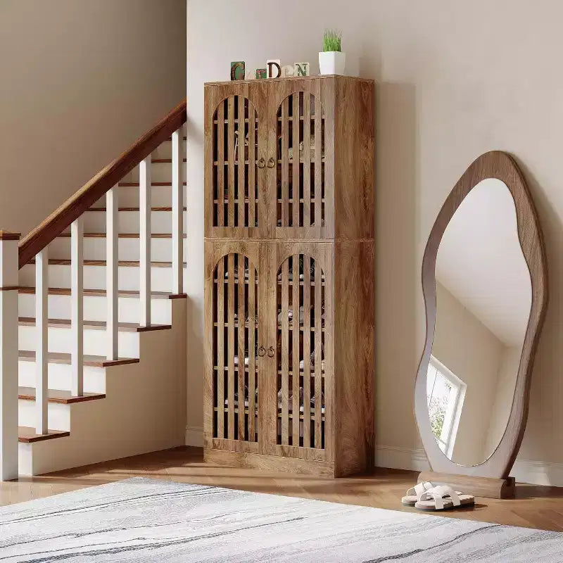 Meuble de rangement à chaussures haut Lantine 70.86 avec étagères amovibles, étagère à chaussures à 9 niveaux pour 27 à 36 paires pour entrée, couloir, placard
