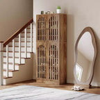 Meuble de rangement à chaussures haut Lantine 70.86 avec étagères amovibles, étagère à chaussures à 9 niveaux pour 27 à 36 paires pour entrée, couloir, placard
