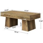 Table basse Lantine 47, Table basse rectangulaire en bois avec base épaisse, pour salon, salle de séjour