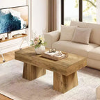 Table basse Lantine 47, Table basse rectangulaire en bois avec base épaisse, pour salon, salle de séjour