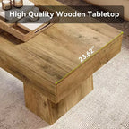 Table basse Lantine 47, Table basse rectangulaire en bois avec base épaisse, pour salon, salle de séjour