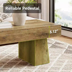 Table basse Lantine 47, Table basse rectangulaire en bois avec base épaisse, pour salon, salle de séjour
