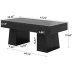 Table basse Lantine 47, Table basse rectangulaire en bois avec base épaisse, pour salon, salle de séjour