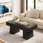 Table basse Lantine 47, Table basse rectangulaire en bois avec base épaisse, pour salon, salle de séjour