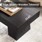 Table basse Lantine 47, Table basse rectangulaire en bois avec base épaisse, pour salon, salle de séjour