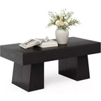 Table basse Lantine 47, Table basse rectangulaire en bois avec base épaisse, pour salon, salle de séjour