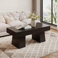 Table basse Lantine 47, Table basse rectangulaire en bois avec base épaisse, pour salon, salle de séjour