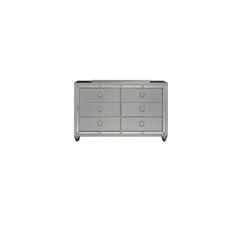 Commode horizontale en métal HomeStock de 48,26 cm de haut avec 6 tiroirs, finition argentée