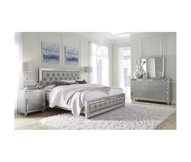 Commode horizontale en métal HomeStock de 48,26 cm de haut avec 6 tiroirs, finition argentée