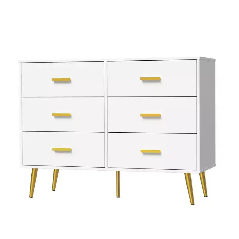 6-Drawer Dresser, Modern Wooden Bedroom Chest of Drawers With Storage Drawers, Farmhouse Style TV Stand for Living Room, Bedroom, Hallway, White