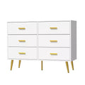 6-Drawer Dresser, Modern Wooden Bedroom Chest of Drawers With Storage Drawers, Farmhouse Style TV Stand for Living Room, Bedroom, Hallway, White